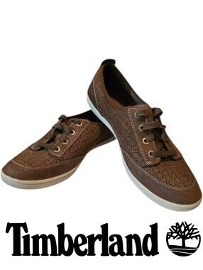 Timberland Earthkeepers Laser Cut Leather Boho Sneakers Cognac Waterbuck Size 10